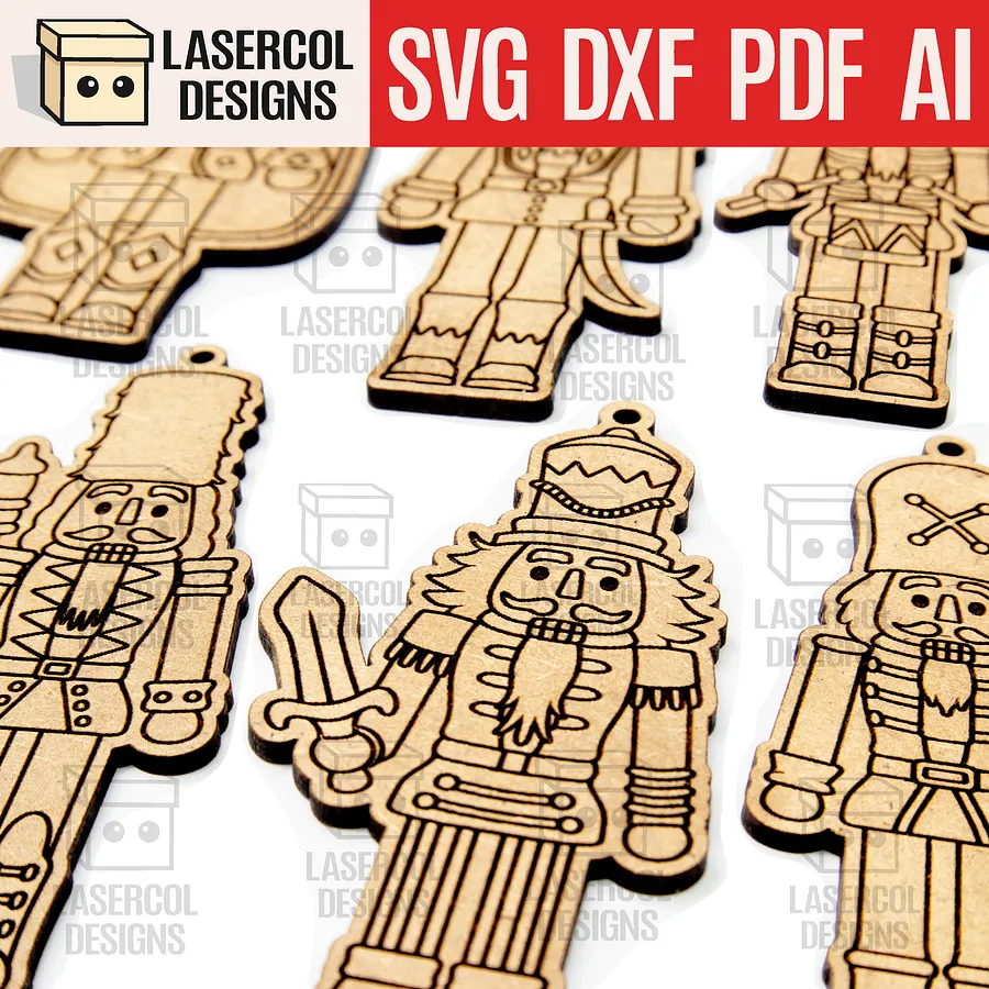 Christmas Nutcrackers Ornaments (6 Styles) - Laser Cut Files product image (1)