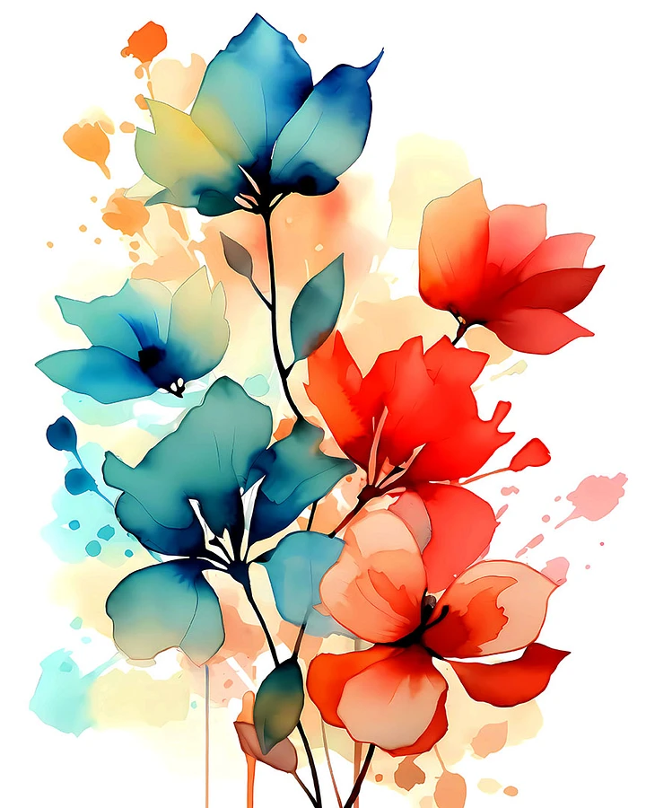 Spectrum of Elegance: Vivid Watercolor Floral Display Matte Poster product image (1)