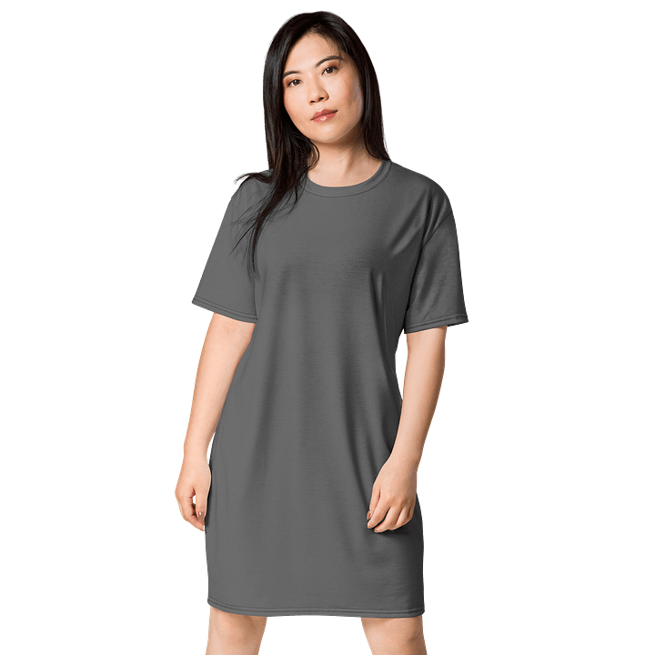 Thunderstorm Gray Solid Color T-Shirt Dress product image (1)