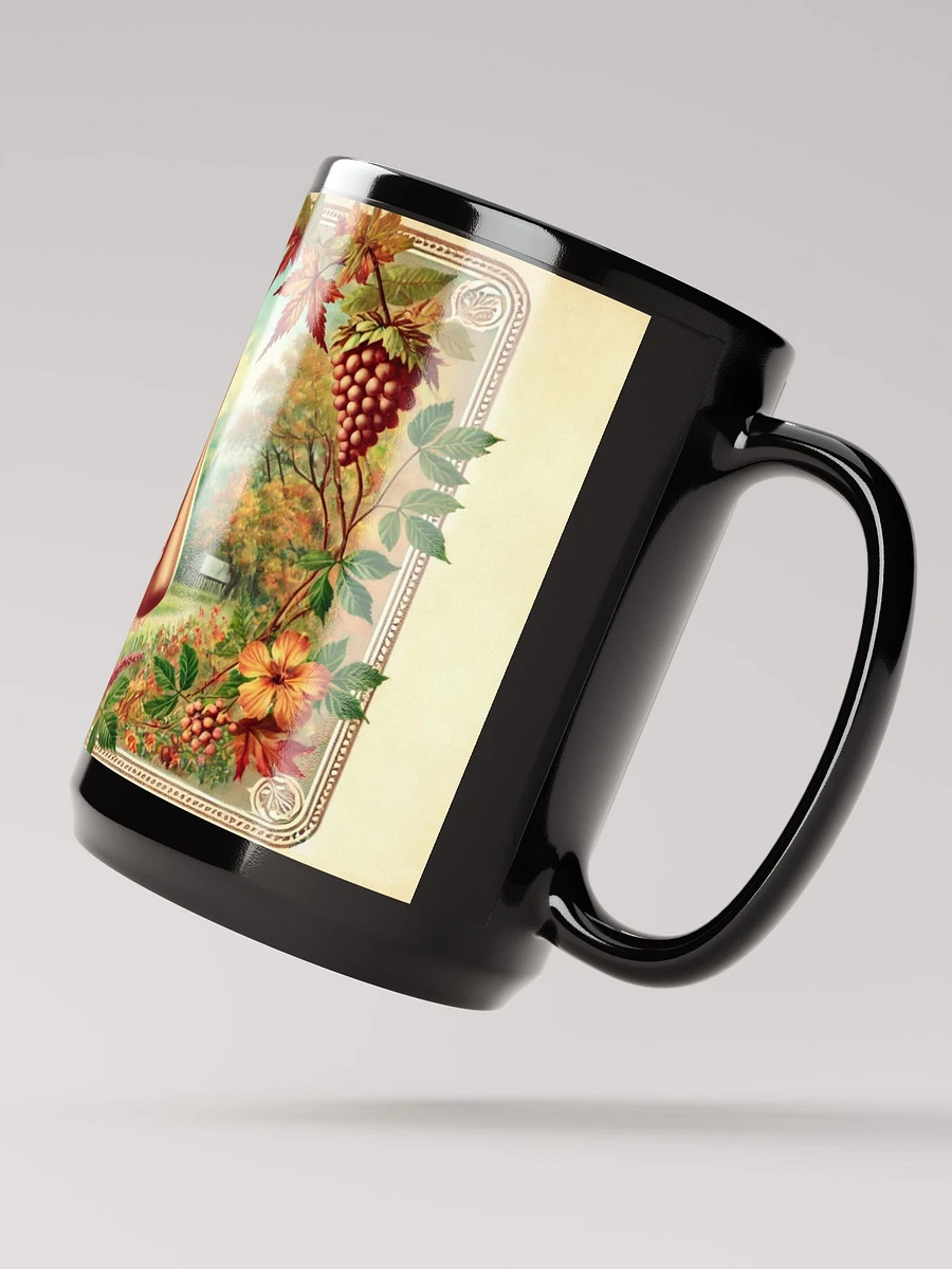 Autumn Floral Elegance Coffee Cup- 15 oz Glossy Black Mug product image (3)