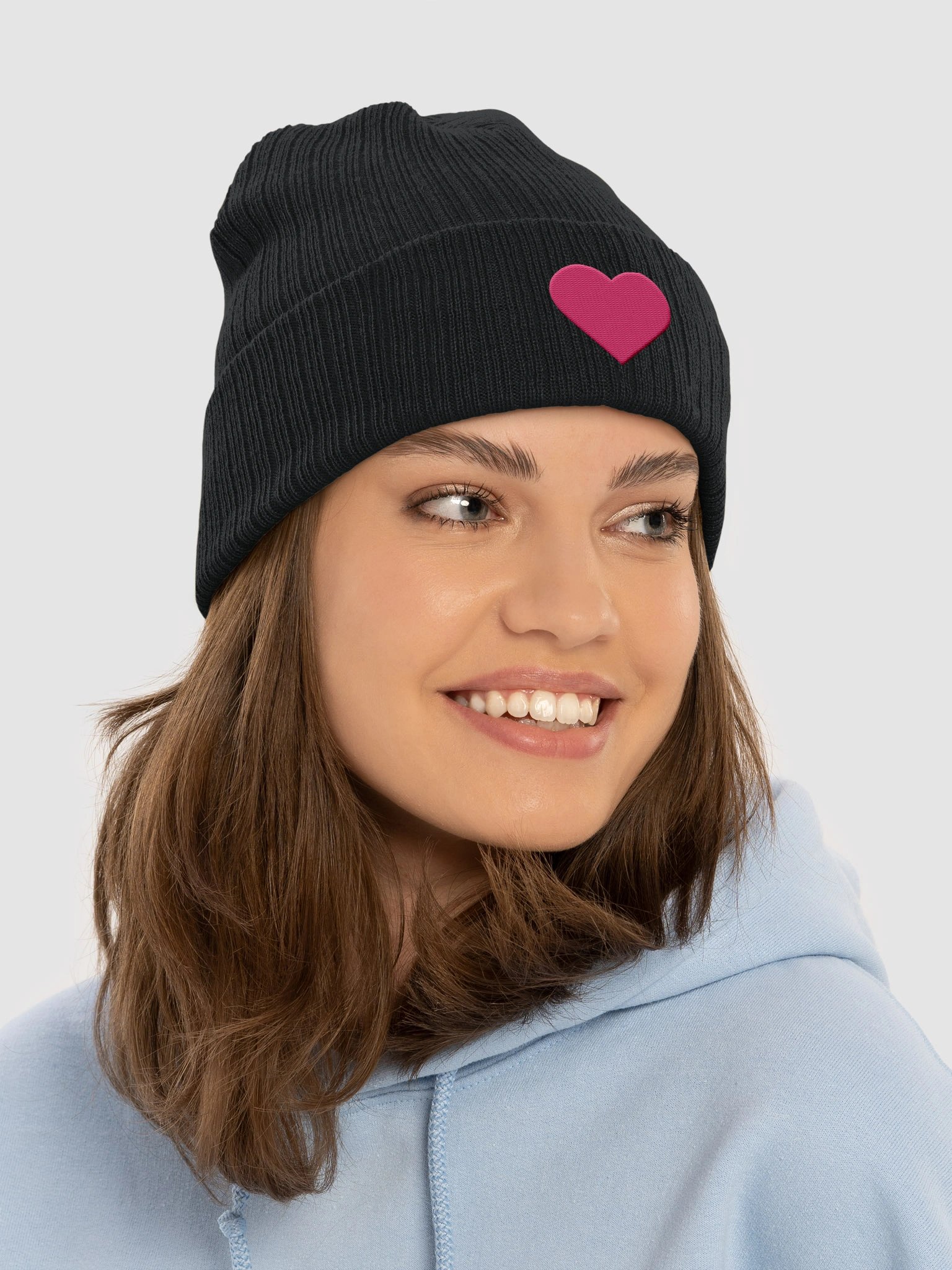 Silent Signal - Eco-Friendly Heart Ribbed Beanie product image (7)