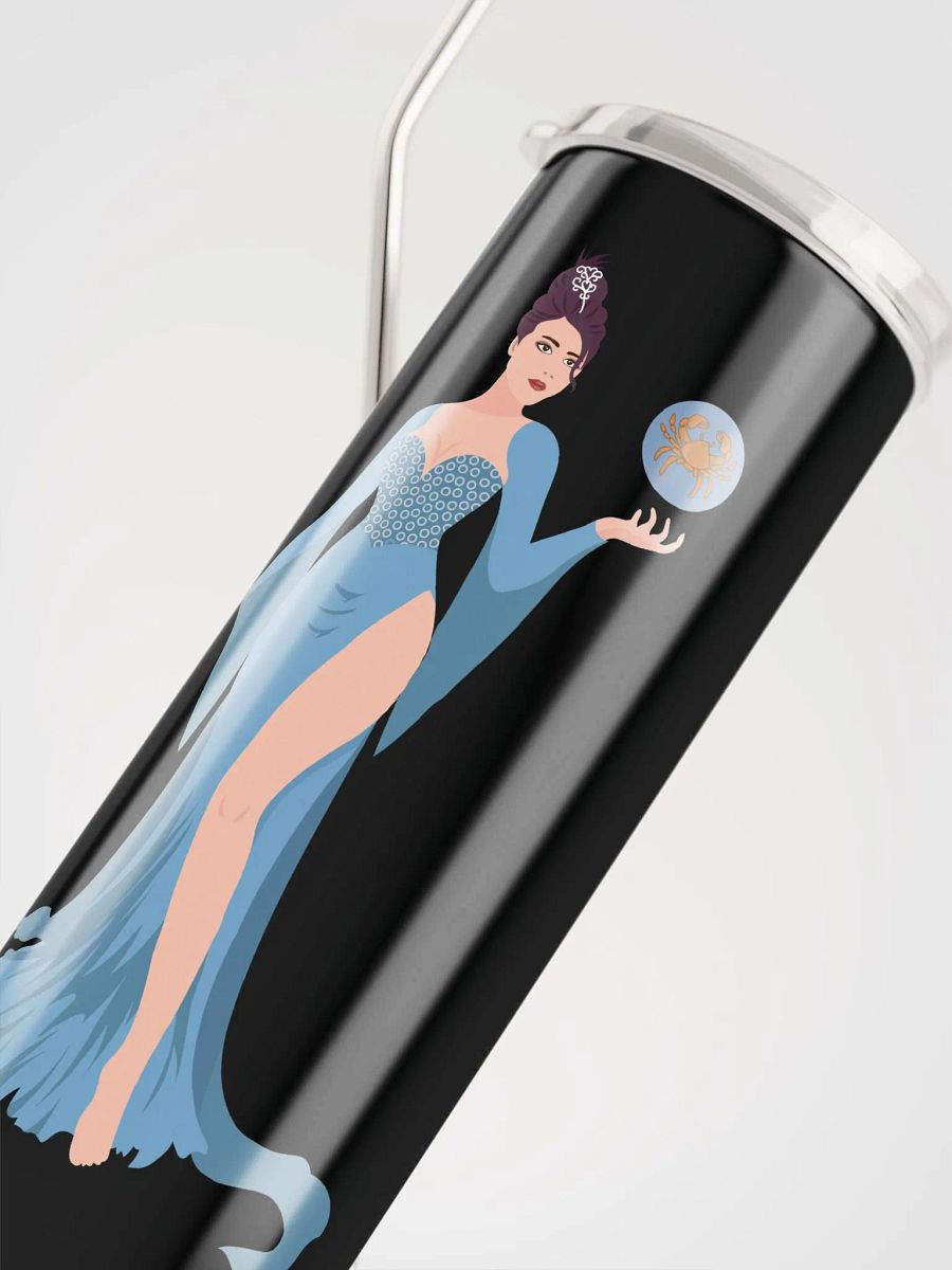 Blue Cancer Woman Illustrated Stainless Steel Tumbler: Zodiac Elegance! ♋💙 product image (5)