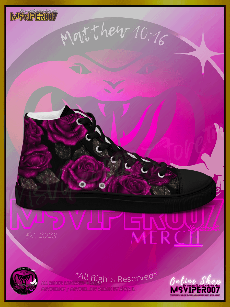 Shoes (High-Tops) - MsViper007's "Lady Gamers Are Awesome™ | [V3] (blk/velvet violent rose)" Womens Comfort High-Top Shoes by Anna H. product image (12)