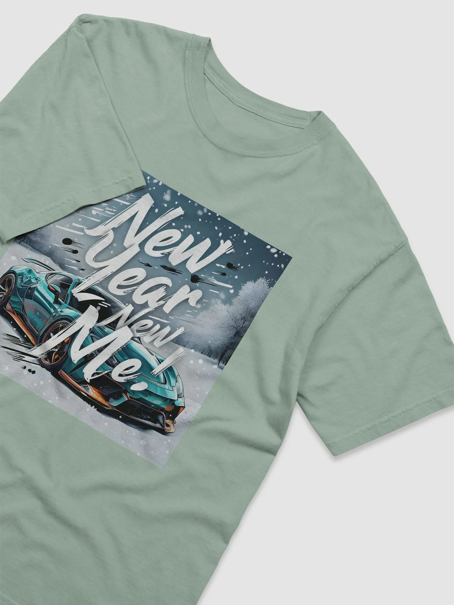 Snowy New Year Sports Car T-Shirt product image (2)