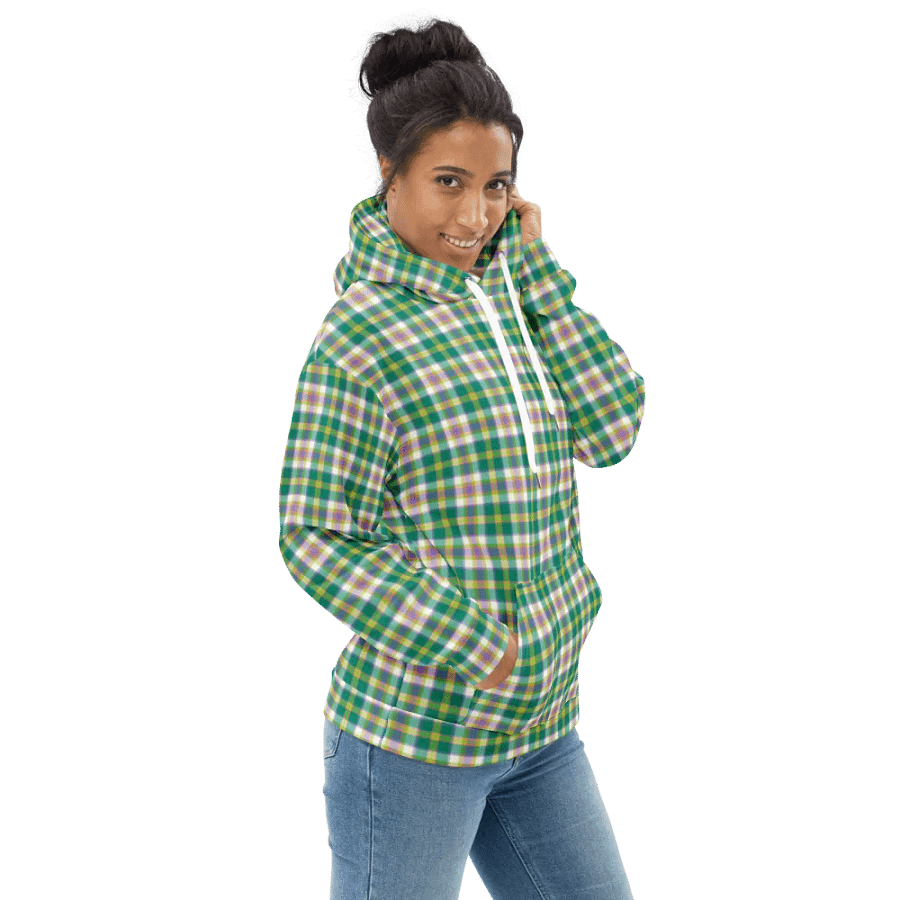 Seafoam Green and Purple Plaid Hoodie product image (1)