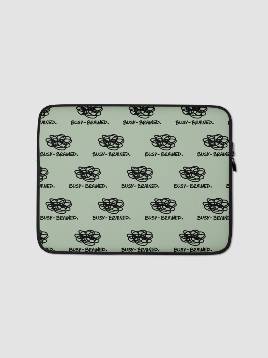 BUSY-BRAINED green laptop sleeve product image (1)