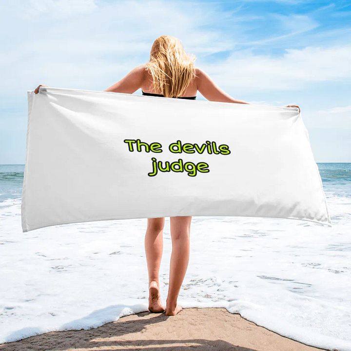the devils judge towel green text product image (2)