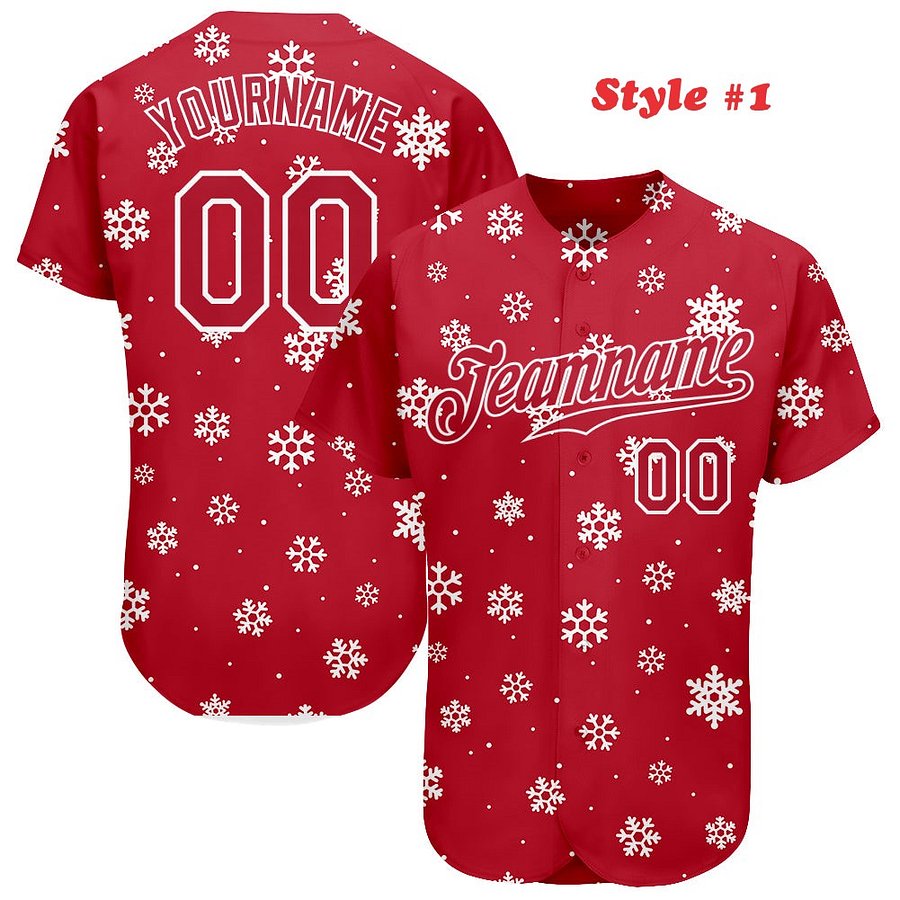 Authentic Baseball Jersey, Custom Baseball Jersey, Personalized Sport Jersey, Colorful, Number, Christmas, X-Mas product image (184)