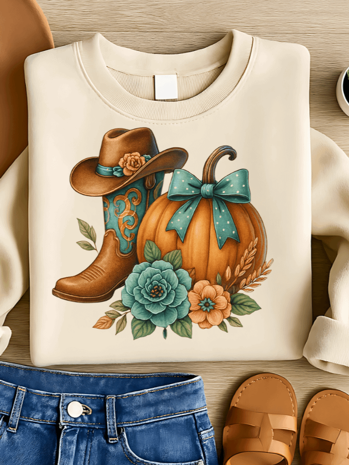 Howdy Pumpkin Autumn Sublimation PNG – Friendly Pumpkin Clipart for T-Shirts – Warm & Whimsical Fall Design – 300 DPI Instant Digital Download product image (1)