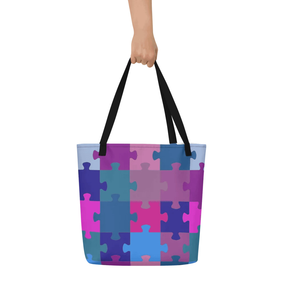 Vibrant Puzzle Pieces All-Over Tote Bag product image (7)