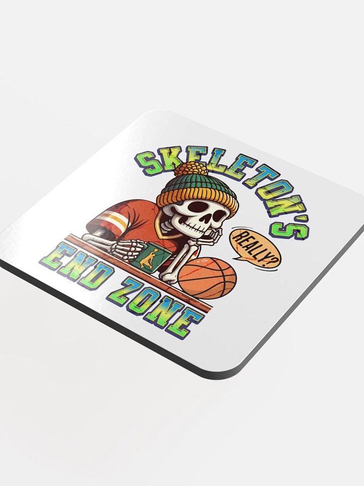 Skeletons End Zone Basketball Thoughtful Glossed Cork Coaster product image (1)
