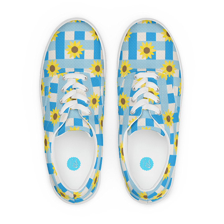 Sunflower Gingham Pattern Lace-Up Shoes in Blue product image (1)