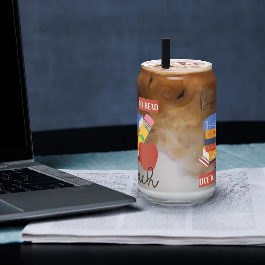 Ice Coffee Glass Tumbler Gift For A Book Lover Teacher product image (4)