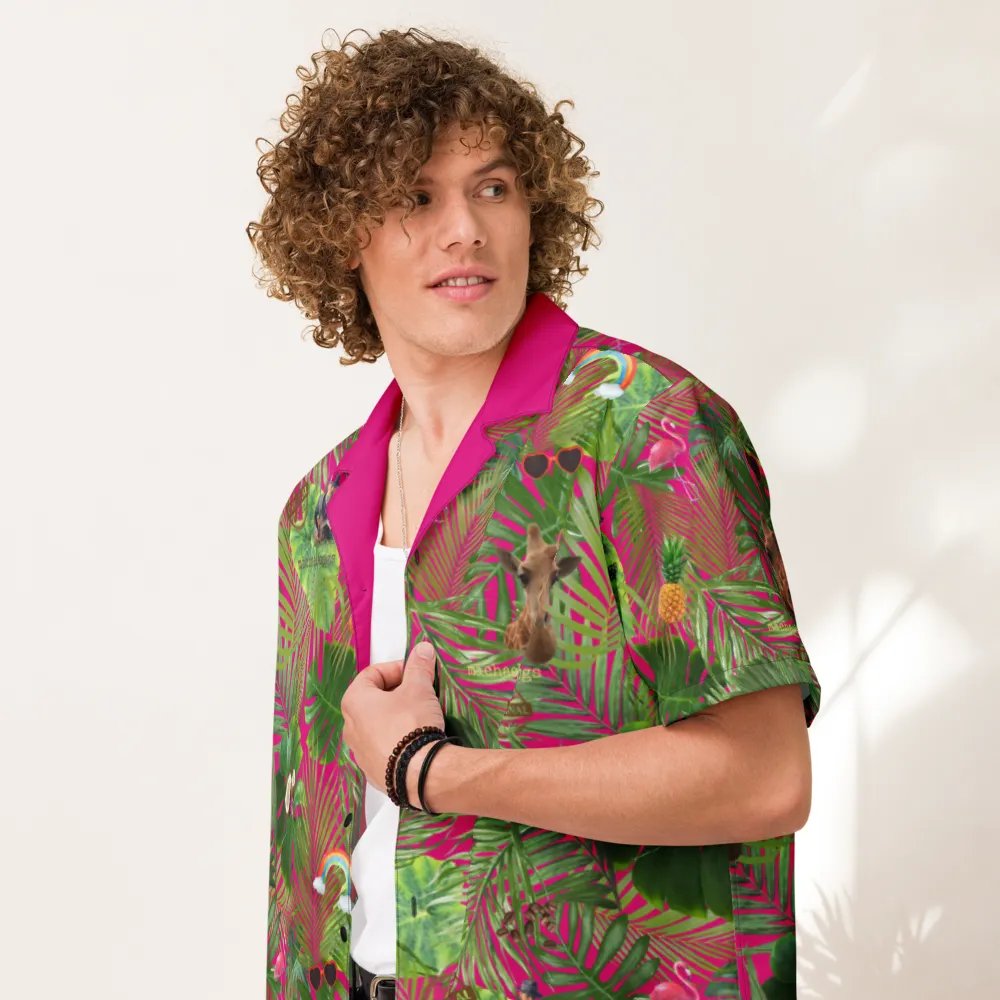 hawaiian shirt w/exclusive tropical pattern on flamingo product image (5)