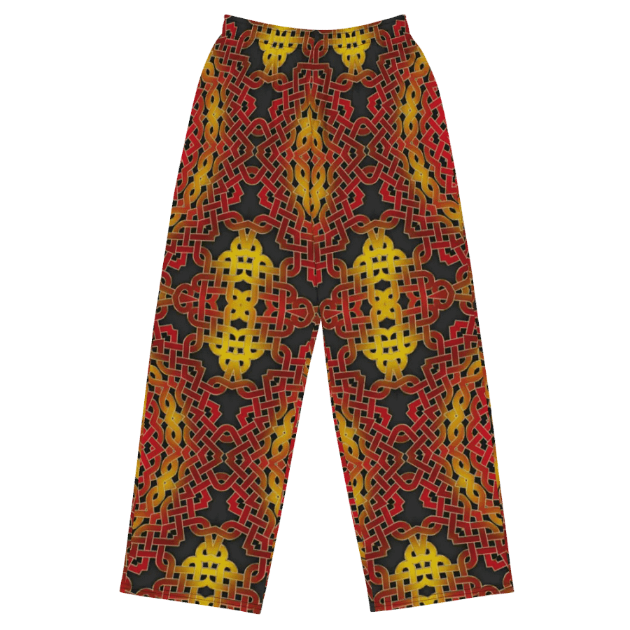 Orange and Gold Celtic Knot Kaleidoscope Wideleg Pants product image (1)