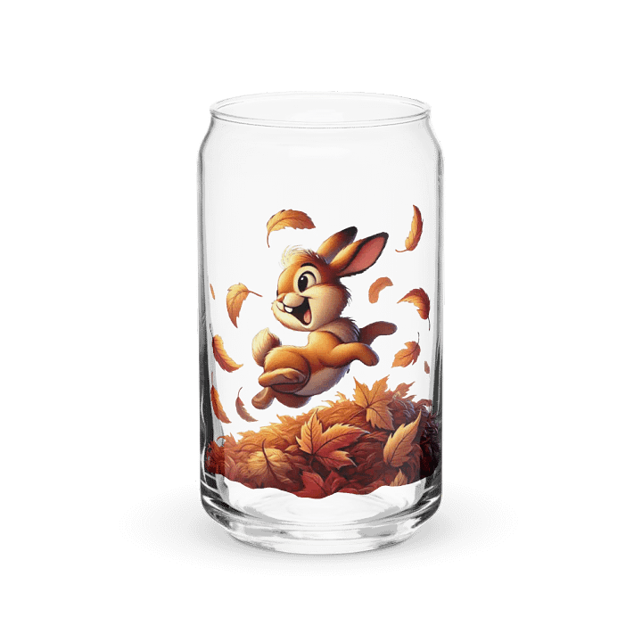 Autumn Leaves Bunny Rabbit Glass with Optional Lid and Straw product image (2)