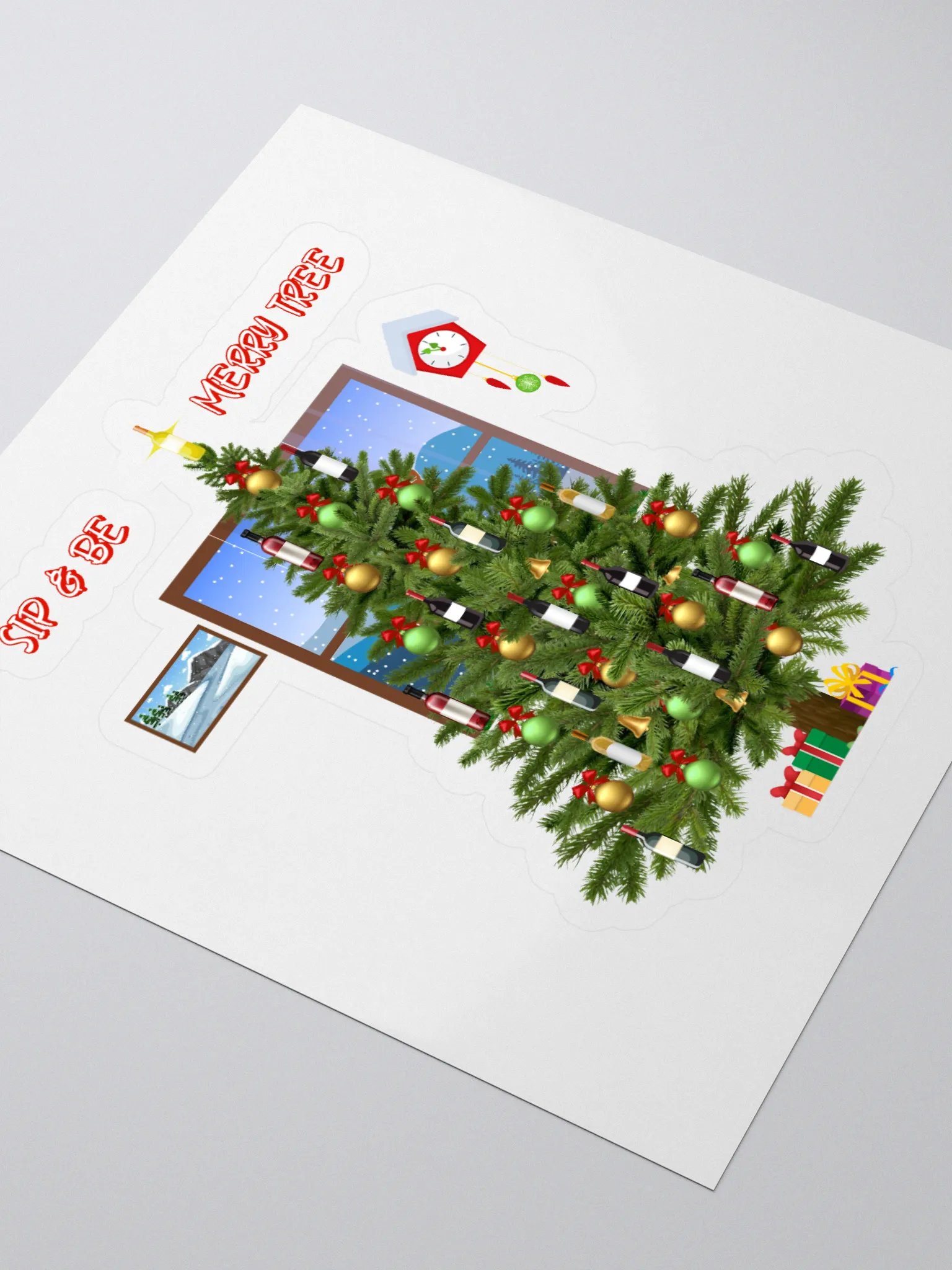 Sip And Be Merry Tree - Funny Christmas Sticker product image (3)