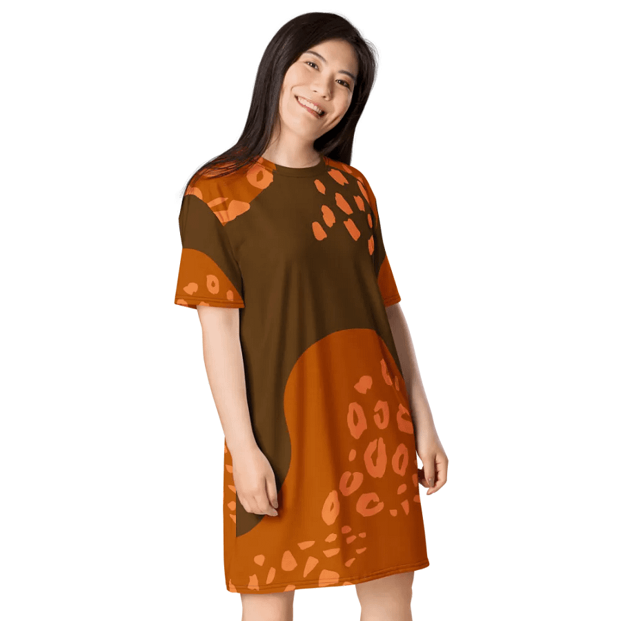 Orange Leopard Waves T-Shirt Dress product image (4)
