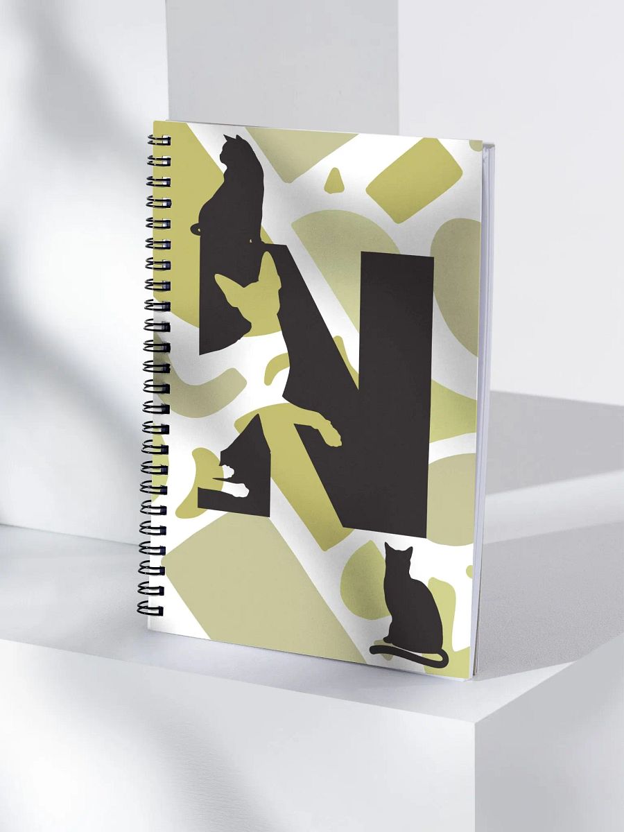 Monogram Letter N Cat Lover Geometric Greens Notebook product image (4)