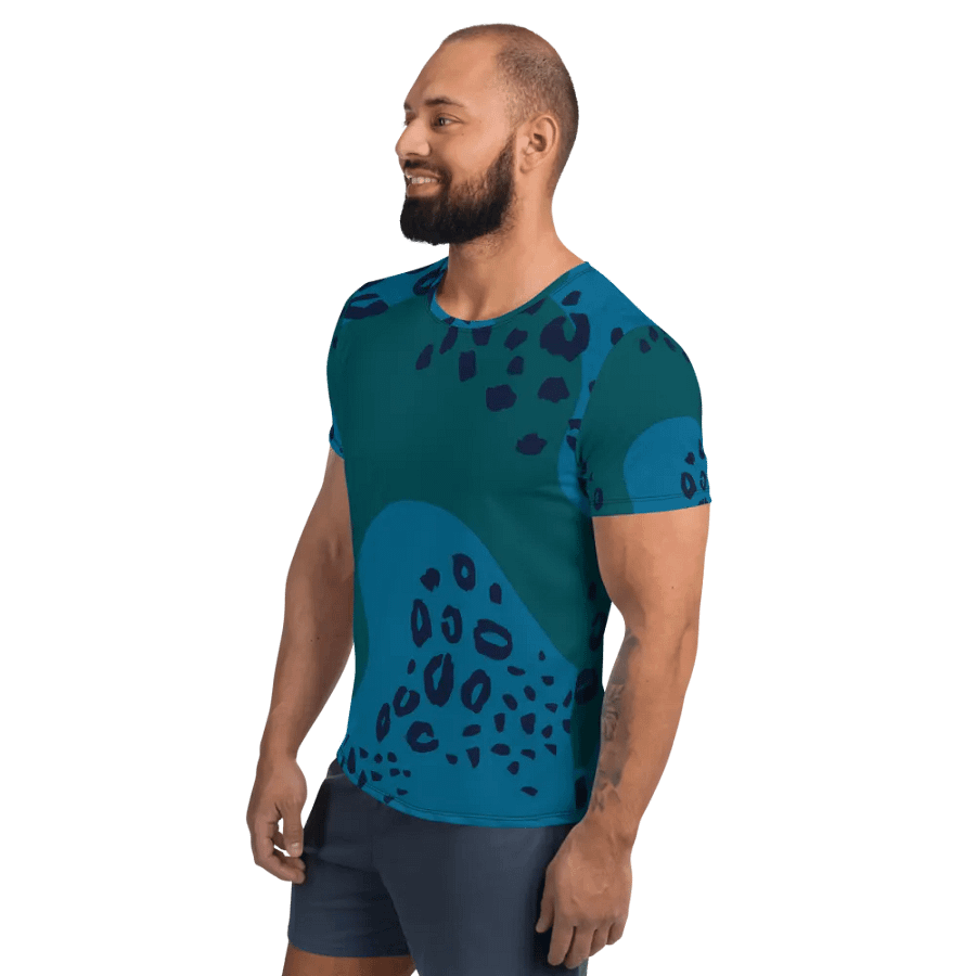 Stylish Blue Animal Print Athletic Tee product image (3)