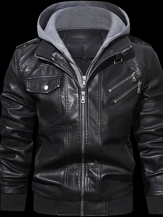 Mens Moto Jacket with Removable Hood product image (2)