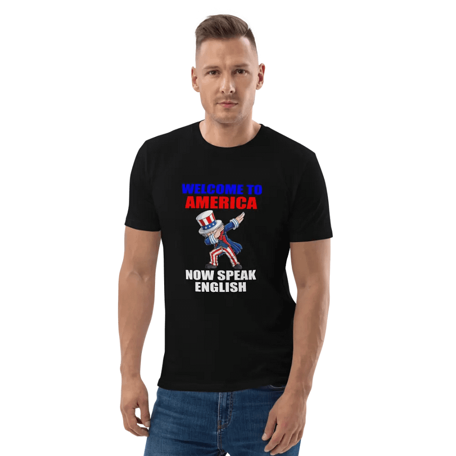 WELCOME TO AMERICA NOW SPEAK ENGLISH FUNNY GREETING SHIRT product image (4)