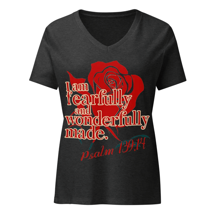 Fearfully and Wonderfully Made V-Neck T-Shirt (Bold Version) product image (3)