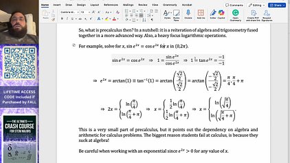 A short lesson on the focus of precalculus vs calculus in college.Precalculus Crash CourseA step-by-step guide of lessons for college students taking precalculus courses in college