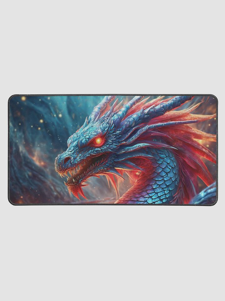 Close up of mystic dragon, like a phoenix, red and blue colors illustration 01-Gaming Desk Mat 15.5