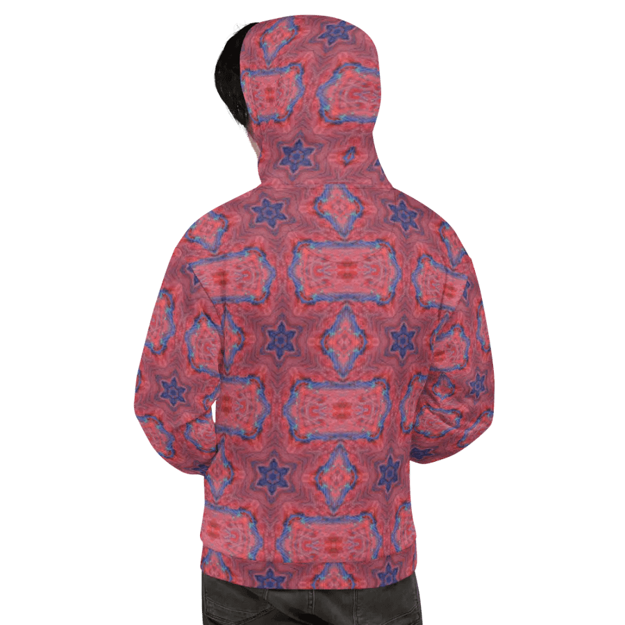 Abstract Repeating Star Pattern in Red Unisex All Over Print Hoodie product image (4)