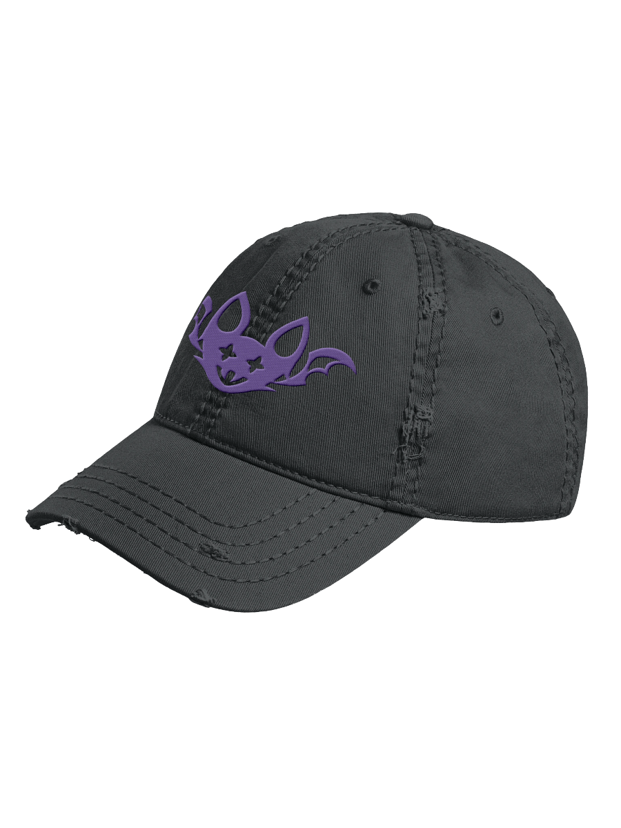 Purple Embroidered Bat Distressed Dad Hat product image (2)