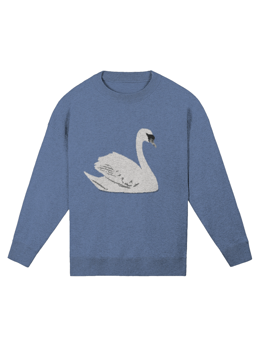 Minimalist Swan Jacquard Sweater – 4-Color Relaxed Knit Pullover product image (2)