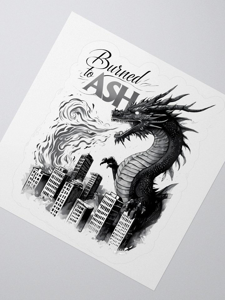 Apocalyptic Dragon Art | 'Burned to Ash' Monochrome Print Sticker product image (4)