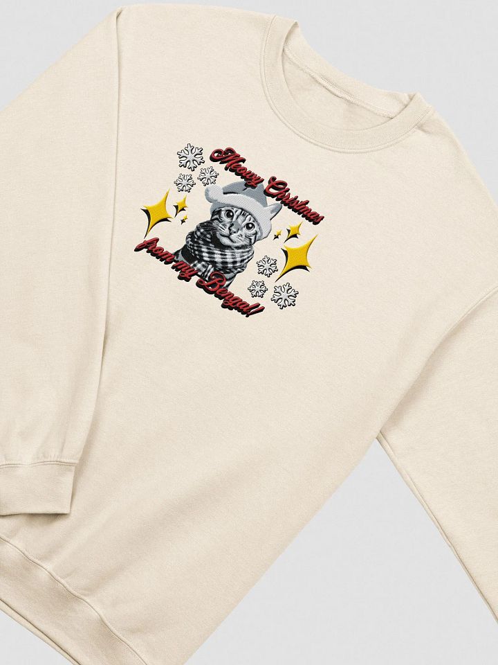 "MEOWY CHRISTMAS FROM MY BENGAL!" / EMBROIDERED CHRISTMAS SWEATSHIRT product image (2)