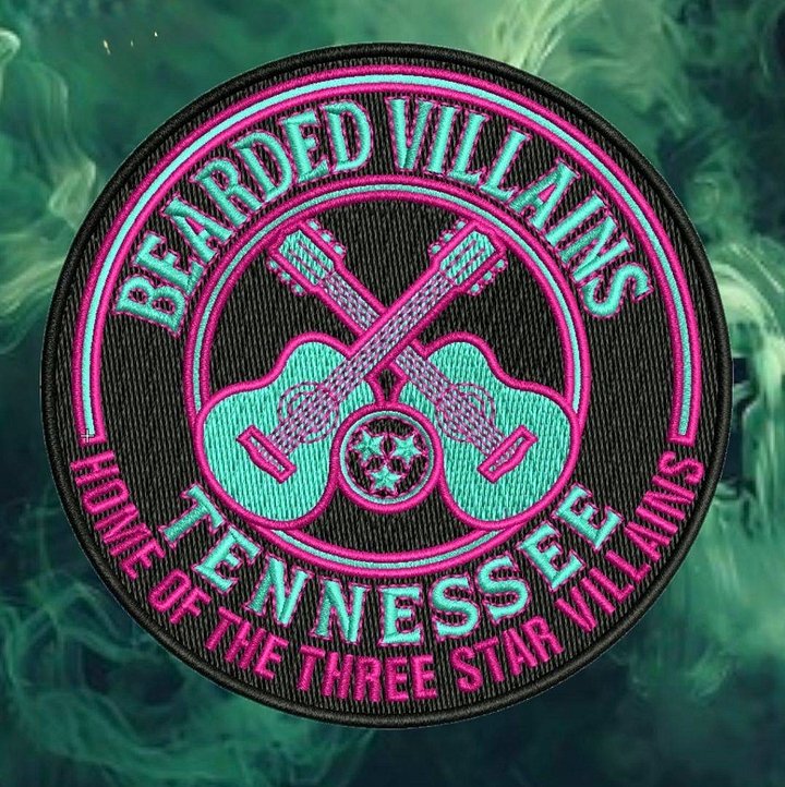 TSV Bearded Villains Tennessee “Chapter Logo” Patch | Embroidered Neon Edition | Cyan & Magenta on Black | Official Chapter Release – Limited Presell product image (1)
