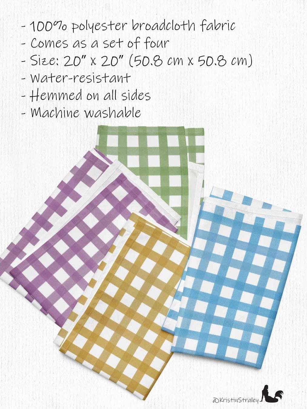Gingham Colors Set Cloth Napkins Set of 4 product image (2)