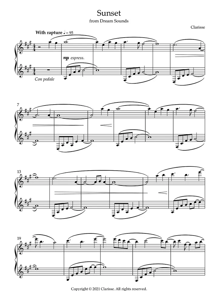 Sunset - Sheet Music product image (1)