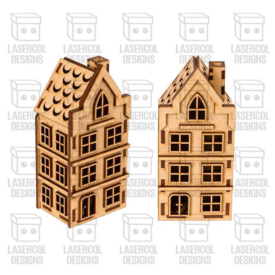 Christmas Houses Set 2 (5 Styles) - Laser Cut Files product image (7)