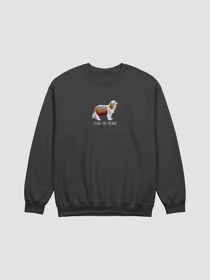 Fear the Beard Sweatshirt (Embroidered) of a Bearded Collie(Tan & White) product image (1)