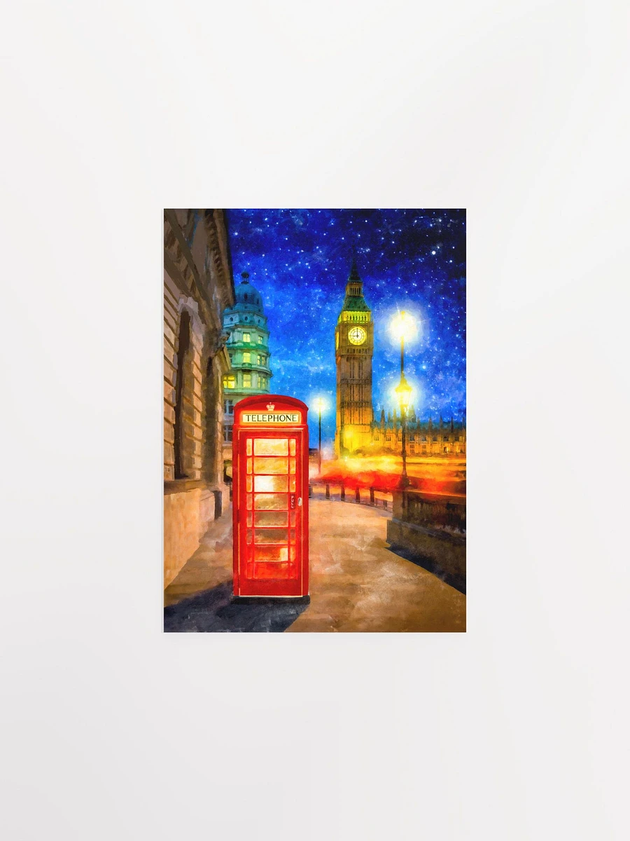 London Phone Box Art – Big Ben At Night Matte Poster product image (1)