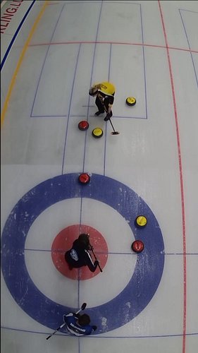 Belgium leading 6–3.
Kim Catteceur sees a long double and nails it.
Game over.

#curling #beneluxcup #belgium #curdiaTV