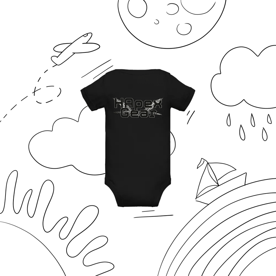Baby Short Sleeve One Piece - Embroidered - Black HApex Gear White Logo product image (8)