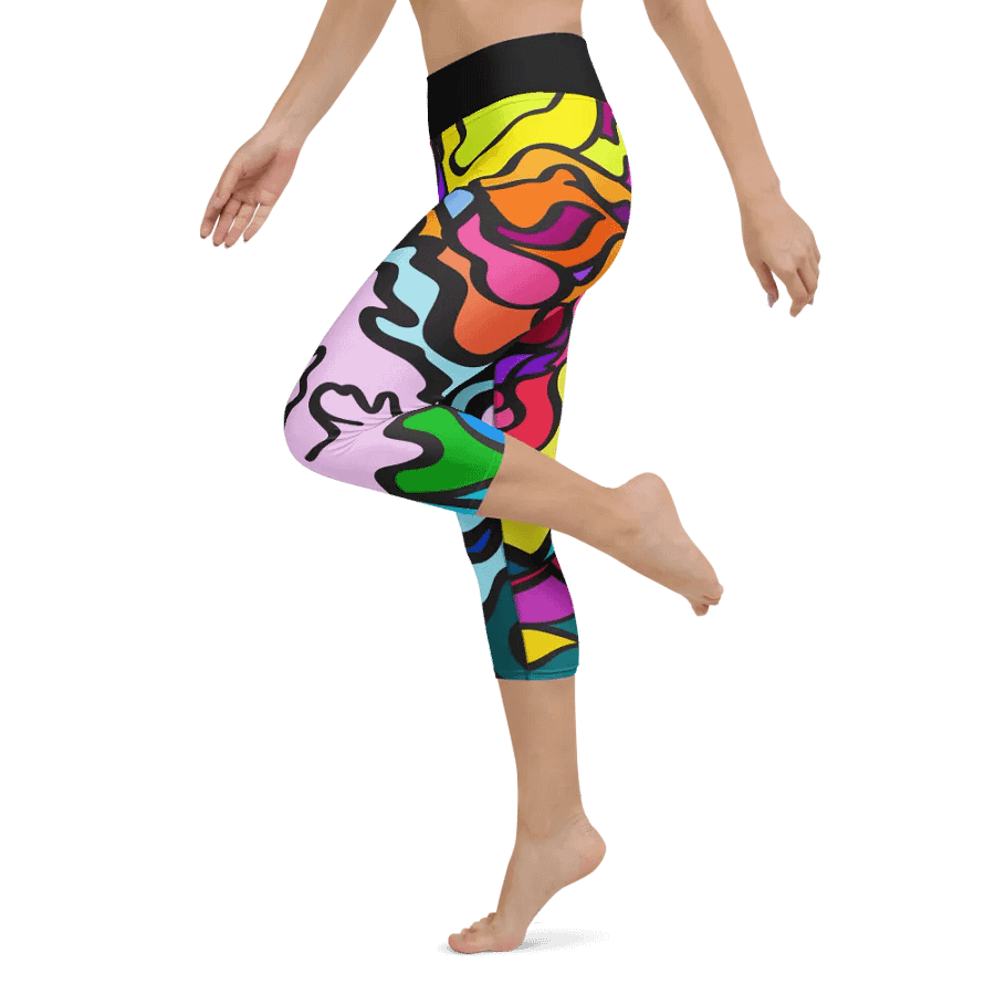 Vibrant Swirl All-Over Yoga Capri Leggings - Wave at Sunset product image (5)