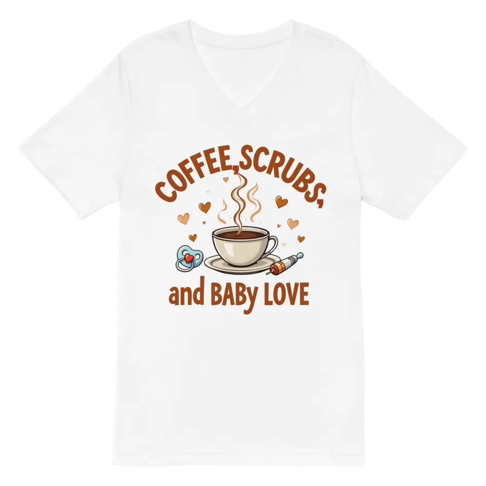 Coffee, Scrubs, and Baby Love V-Neck Tee product image (6)