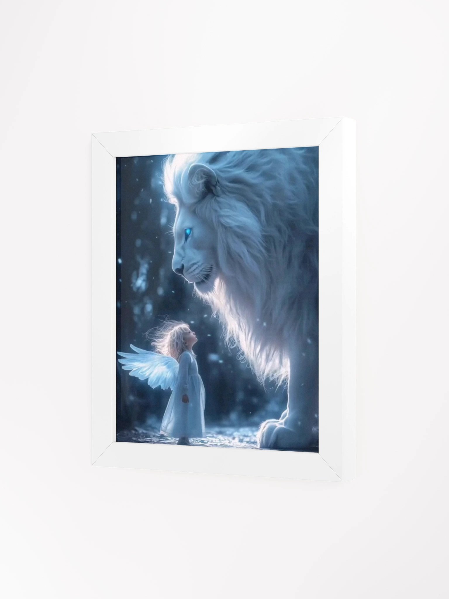 Ethereal Guardian Angel and Lion Fantasy Framed Poster product image (3)