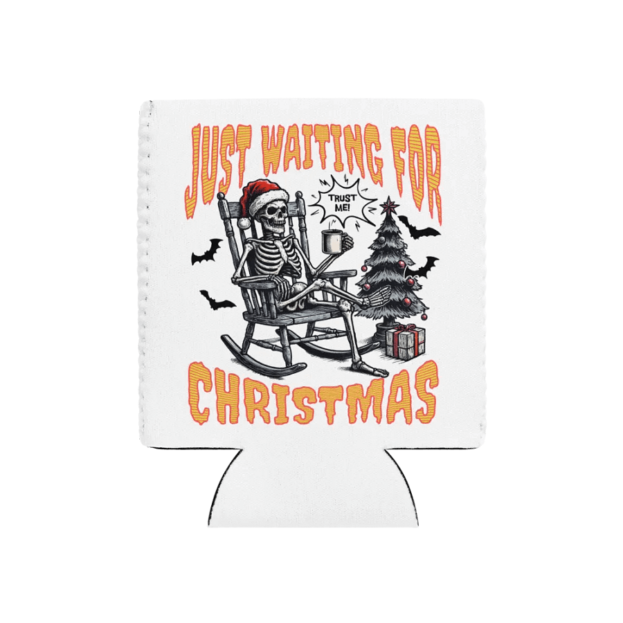 Just Waiting For Christmas Santa Skeleton Can Cooler product image (1)