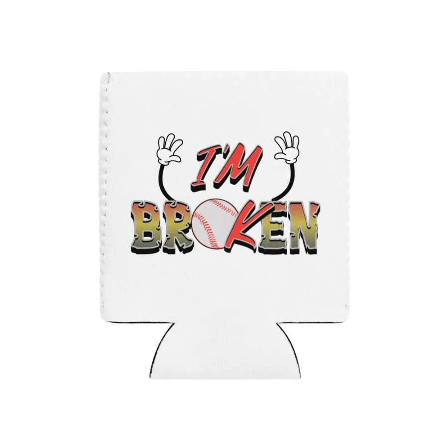 Im Broken Im Ok Baseball Hands Playful Distress Coozie Can Cooler product image (1)