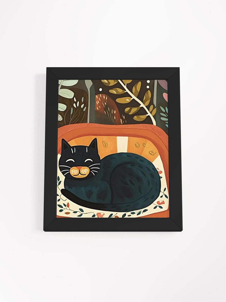 Modern Folk Art Cat Illustration – Cozy Vibes & Botanical Details product image (22)