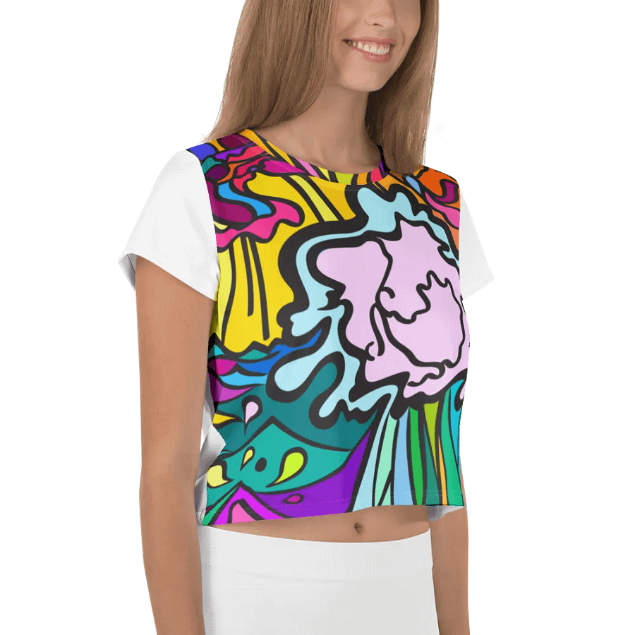 Vibrant Swirls All-Over Crop Tee - Wave at Sunset product image (4)