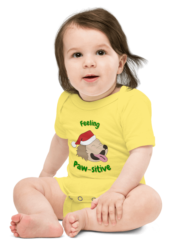 "Paw-sitive" Christmas Baby Short Sleeve One-Piece product image (1)